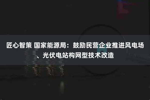匠心智策 国家能源局：鼓励民营企业推进风电场、光伏电站构网型技术改造